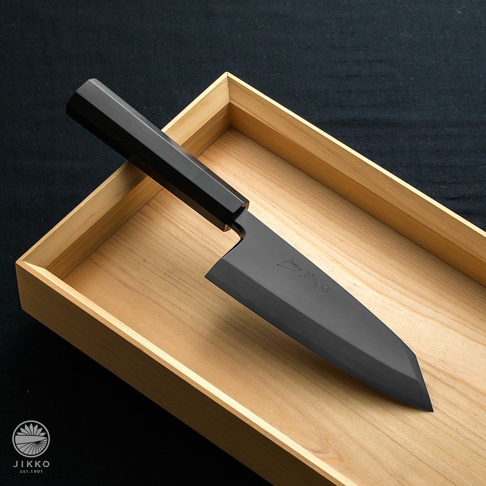 銀座 黒染 白鋼 出刃切付 120mm