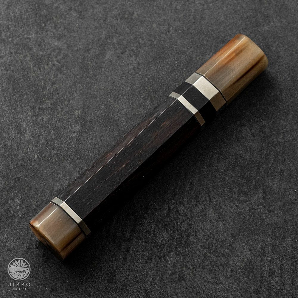 三段銀巻 黒水牛角 薄刃5.5寸 黒檀八角柄 薄刃165 手作り 包丁柄k（柄  