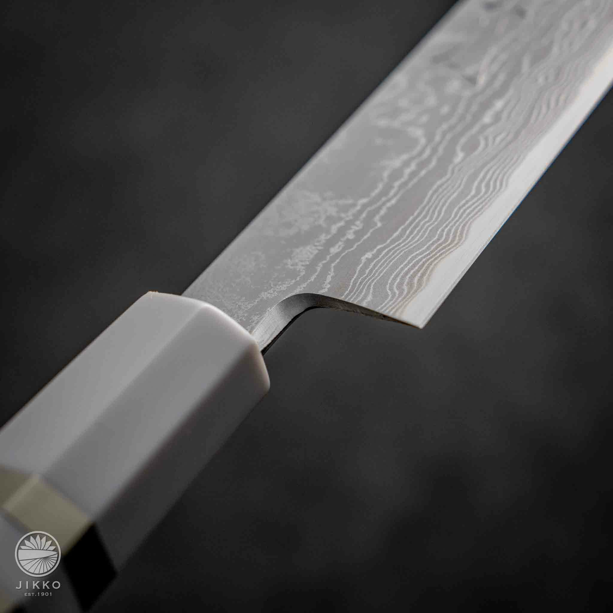 【カスタマイズ】 天至 両刃先丸刺身 270mm 純白銀巻柄 | 堺包丁の通販 實光刃物(じっこうはもの) 明治33年創業の包丁専門店